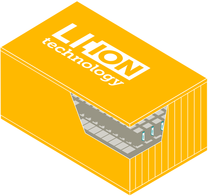 Illustration of a Container with Lithium-ion-sign