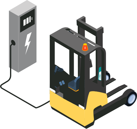 Illustration of a fork lift loading